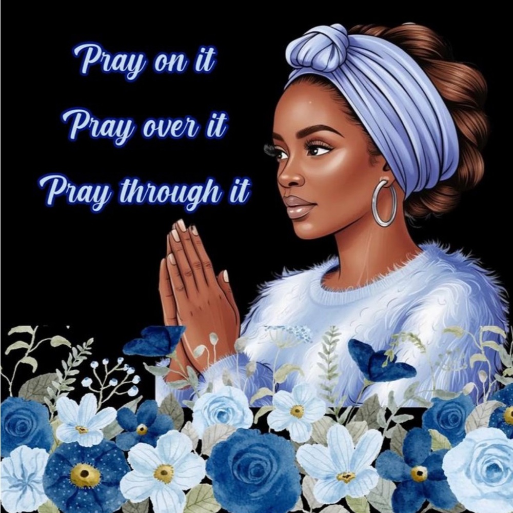 Blue Floral Prayer Art Print